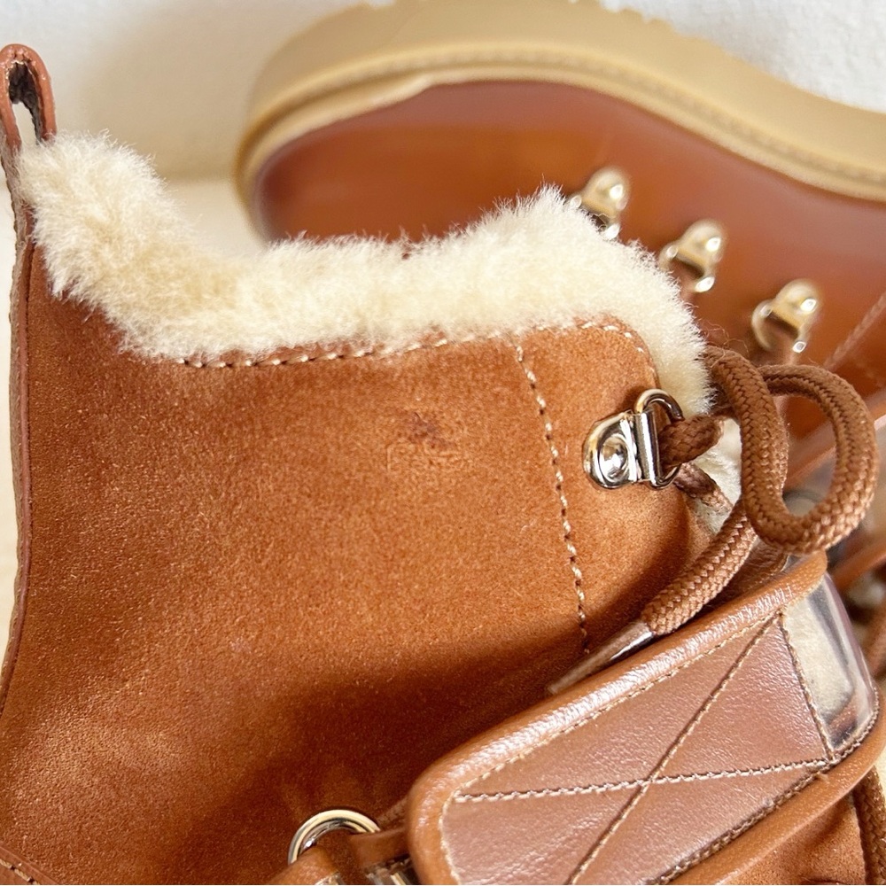 Valentino Garavani Trekkgirl Vlogo Brown Suede Shearling Boots Size EU 38 - Picture 16 of 16